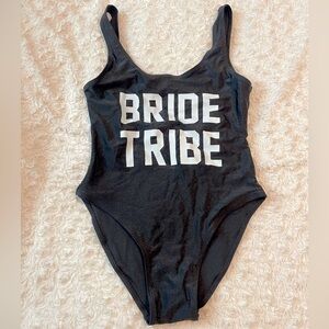 Bride Tribe Wedding Bachelorette Party One Piece Bathing Suit Sz S/M